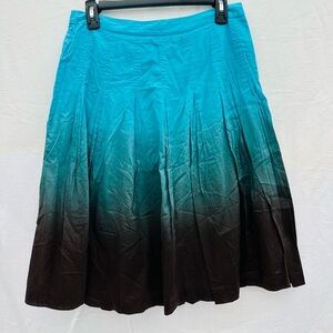 INC International Concepts 100%Cotton Blue and Black Midi A-Line Skirt-#A